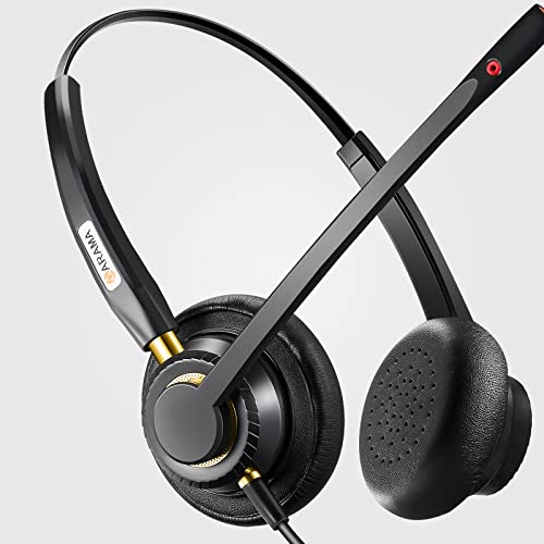 Arama Corded Telephone Headset Mono W/Noise Canceling Mic Phone Headset Compatible With Shoretel Mitel Polycom Zultys Toshiba Nec Aspire Dterm Nortel Norstar Landline Deskphones(A802S1) #TOP1