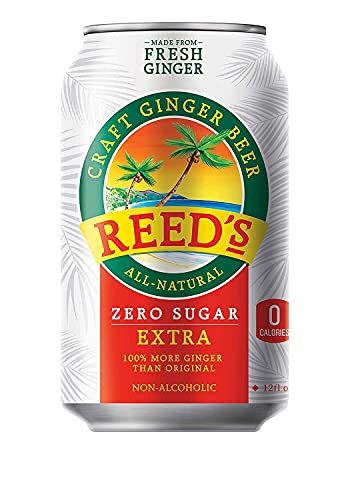 Reed's Zero Sugar Extra Ginger Beer, Great Tasting Natural Craft Ginger Soda with Fresh Ginger Root (12oz Can, 24 pk)