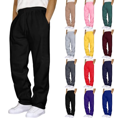 Mens Sweatpants Open Elastic Bottom Baggy Joggers Thick Fleece Casual Pants Workout Athletic Running Pant with Pocket