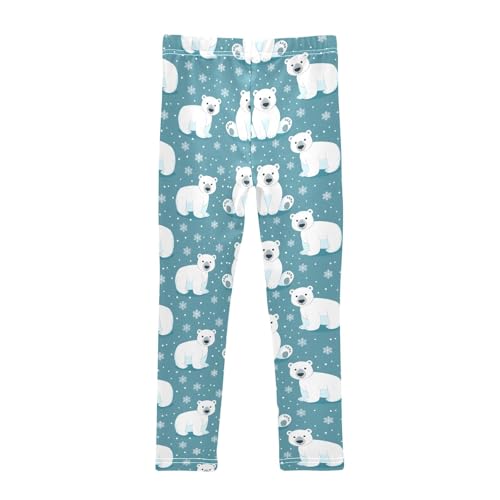 senya Girls Printed Leggings Yoga Pants Polar Bear Snow Pattern for Kids in 4t to 10 Years, 4T2