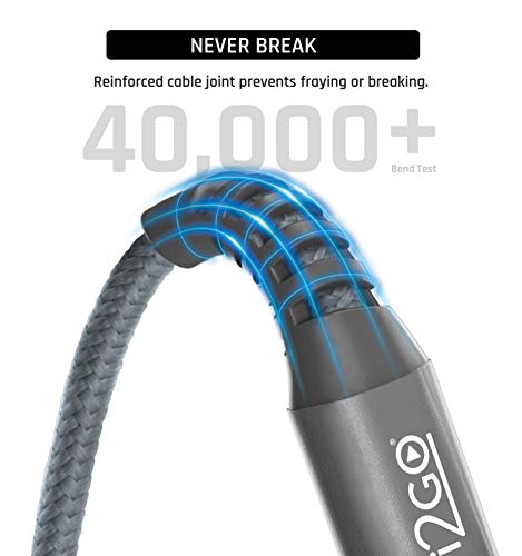 Cabo IPhone/Lightning + USB-C I2GO Certificado MFi 2m 3A Nylon Trançado Chumbo - I2GO PRO