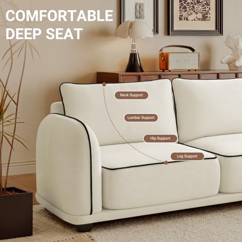 104 Inch L Shaped Modular Sectional Sofa, 4 Seater Modern Cloud Chenille Comfy Couch with Movable Ottoman & 3 Back Pillows, Oversized Comfy L Shape Couch for Living Room, Bedroom, Apartment, Beige - Image 3