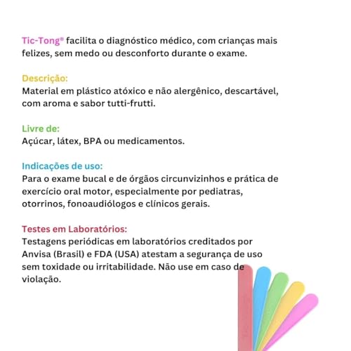 Abaixador de Língua Colorido com Aroma com 40 Unidades - Tic-Tong