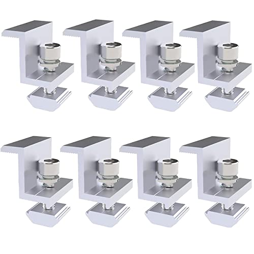 8 Stück Solarmodul Halterung Endklemme Kit, Solar Panel Randklemme Halterungen Verstellbare Solarpanel Halterung Befestigung Solarmodul für Modulhöhe 30mm für Photovoltaik Montageschiene Cover