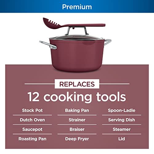 Ninja-CW202RD-Foodi-NeverStick-PossiblePot-Premium-Set-with-7-Quart-Capacity-Pot-Roasting-Rack-Glass-Lid-Integrated-Spoon-Nonstick-Durable-Oven-Safe-to-500F-Cherry-Tart Ninja CW202RD Foodi NeverStick PossiblePot Premium Set with 7 Quart Capacity Pot Roasting Rack Glass Lid Integrated Spoon Nonstick Durable Oven Safe to 500F Cherry Tart