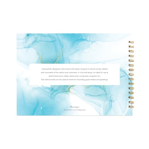 Image of Visitor Book - 8 x 12 Inches | Blue Ink Pattern Wire Bound Guest Register for Hotels, Offices, Exhibitions & Business Use | Medium Size Visitor Log Book for Reception & Front Desk