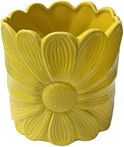 Very Cool Stuff Ceramic Daisy Planter, 8-Inch Height