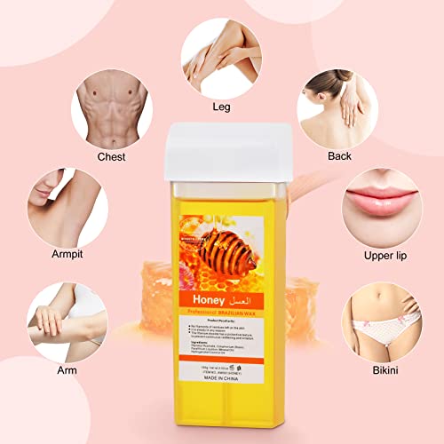 Roll On Wax, Honey Hair Removal Wax Cartridge, Depilatory Wax Roller Refill, 4 Pack - 100% Natural Material, Dermatologically Tested, Easy & Safe to Use, For Body Waxing, Leg and Arms - Image 3