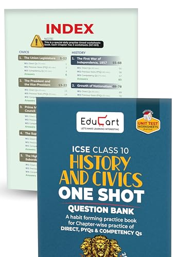 Image of Educart ICSE Class 10 One Shot Question Bank 2027 (Set of 8 Books) | Physics, Chemistry, Maths, Biology, English 1 & 2, Geography, History & Civics | 2026-27 Exam