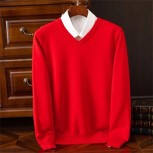 Cotton V Neck Slim Pullover Sweater Mens Autumn Knitwear Plus Size Simple Style Jersey Fashion3