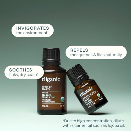 Image of Cliganic Organic Tea Tree Essential Oil, 100% Pure Natural, for Aromatherapy | Non-GMO Verified