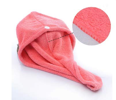 Hair Turban Towel, Microfiber Bath Shower Hair Wrap, Hair Drying Hat Turbie Towel, Absorbent Lightweight Cotton Head Dryer, Quick Hair Drying Cap, Fast Hair Drying Twist Anti Frizzy Towel (Pink)