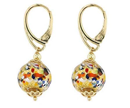 Venetiaurum - Boucles d'oreilles pour femme en argent 925, avec perles en verre original de Murano, fabriquées en Italie, certifiées