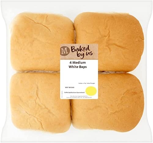 Morrisons Market Street Medium White Baps 4 Pack