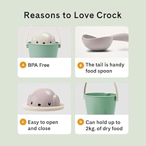 United Pets Crock Dog Food Storage Container | Adorable Pet Dry Foods Air Tight Container Bucket with Lids  Scoop | 2 Kg Large Capacity Dishwasher Safe Pet Food Container for Dogs | Dove Gray  Green  Cucciolini Doodles United pets crock dog food storage container | adorable pet dry foods air tight container bucket with lids  scoop | 2 kg large capacity dishwasher safe pet food container for dogs | dove gray  green   cucciolini doodles