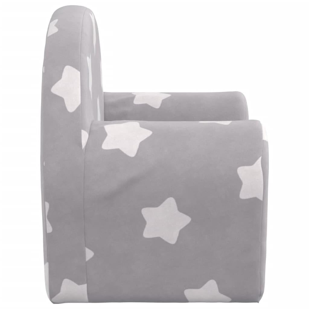 vidaXL Canapé pour Enfants, Siège avec Accoudoirs pour Tout-Petits, Fauteuil avec Dossier pour Enfants, Gris Clair avec Étoiles Peluche Douce