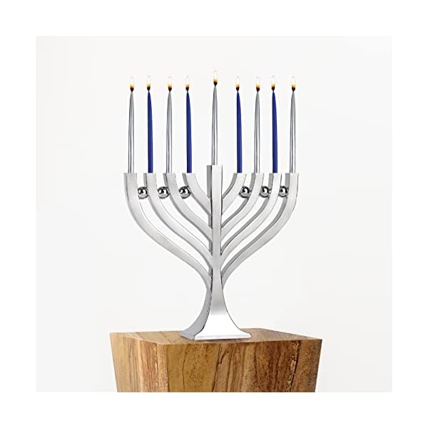   Elegant-Harmony-Candle-Menorah-for-Hanukkah-Precision-Die-Cast-Hanukkiah-Body-with-a-High-Polish-Finish-Use-with-Standard-Chanukah-Candles-Chanukkah-Decorations-by-Zion-Judaica