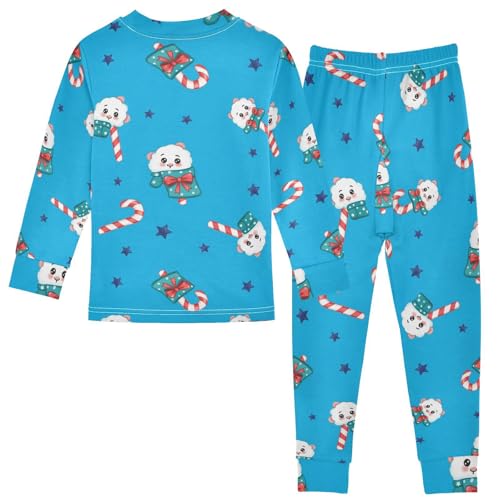 Pajama Sets Long Sleeve Candy Cane Clouds Stars Soft Comfy Sleepwear 2 Piece PJS 3-8T3