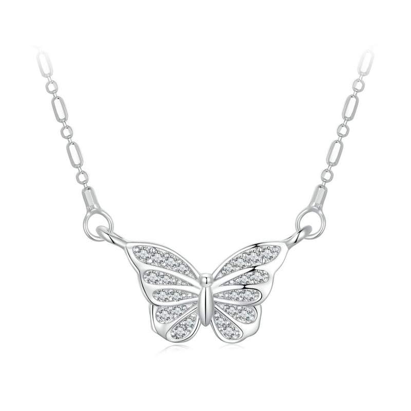 Colliers superposés de luxe plaqués platine à délicat pendentif ananas et papillon