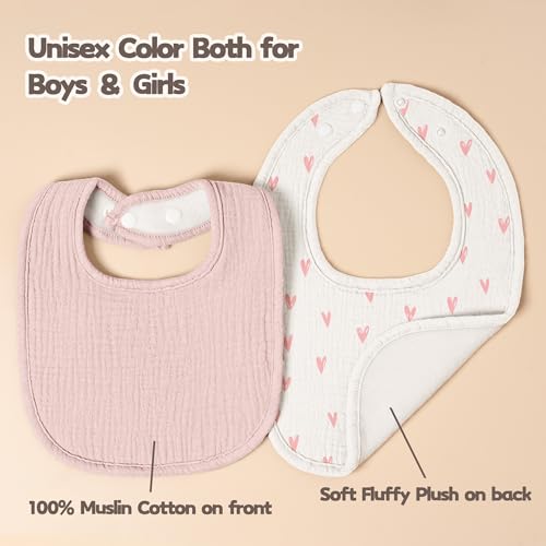 Image of Susurration Muslin Baby Drool Bibs 6Pack Soft Square Adjustable Baby Bandana Bibs for Unisex Girls & Boys