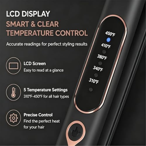 Plancha de pelo cerámica de titanio con LCD y voltaje dual miniatura 4