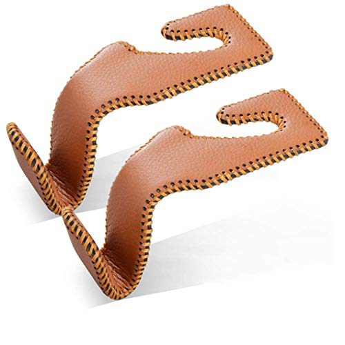 VCOROS Gancho universal de cuero y acero inoxidable para asiento trasero de coche, soporte para reposacabezas, para bolso, tela, bebidas, comestibles (marrón 2#)
