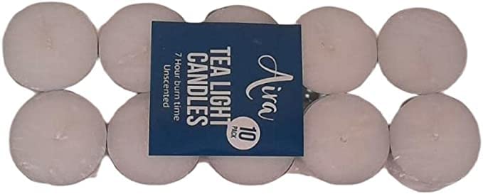 10 Aira Tealight Candles for Home Decor | Special Occasions | Lights Candle for Decor | Unscented Tea Lights | 7 Hours Long Burning Tealights | White Tealight Candles for Special Events (Pack of 2)