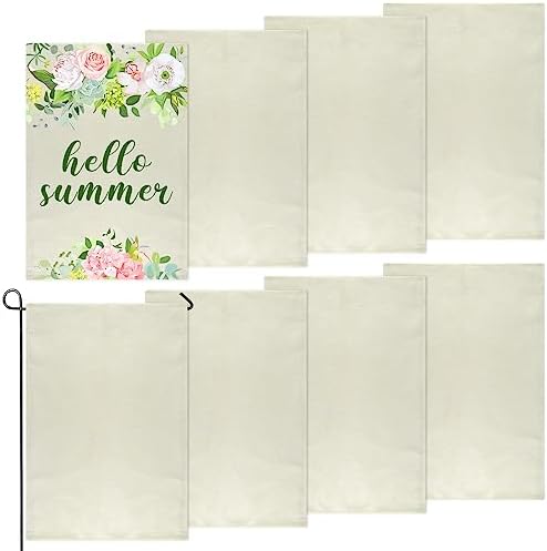 PLULON 8Pcs Blank Burlap Flags, Blank Garden Flags 12Inch x 18Inch Burlap Garden Flag Yard Flag DIY Garden Flag for Patio Garden Yard Outdoor Home Decorations
