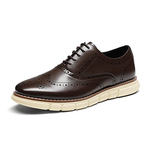 Bruno Marc Men's Crossflex Dress Sneakers Wingtip Derby Casual Oxford Formal Shoes 9 Dark/Brown-wing