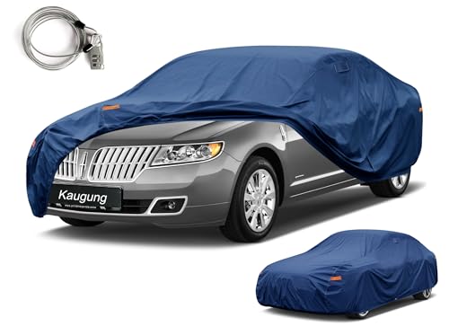 Image of Kaugung Custom Fit Sedan Car Cover for Lincoln MKS (2009-2016), Heavy Duty Waterproof All Weather Outdoor Protection, Breathable Full Exterior Cover with Vent, Rain Sun Snow UV Proof