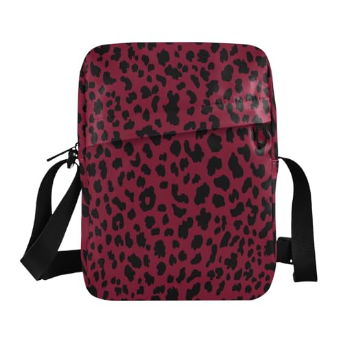 messenger bag for women Small Crossbody Bag For Women Shoulder Handbags For Women Adjustable Strap for outdoor sports outdoor sports- Burgundy Leopard Print