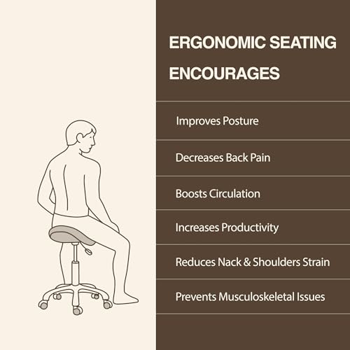 Image of Haku 506 Series Ergonomic Saddle Stool, Adjustable Pneumatic Swivel Rolling Stool with Wheels for Salon, Medical, Spa, Tattoo, Home and Office, with Footrest, Black