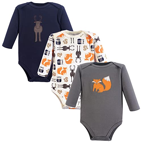 Image of Hudson Baby baby-boys Cotton Long-sleeve Bodysuits 3-pack