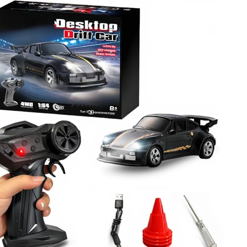 Image of RC Drift Car, 1 /64 Mini RC Remote Control Car, 2.4GHz Full Proportional RTR High Speed Micro Sports Racing Drift, 4WD HobbyFast Race Vehicle with Lights, Model Toys Gift for Kids, Boys, Adults