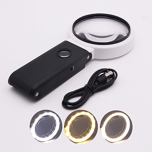 TWINBOSTER 10X 25X Magnifying Glass with Light and Stand, Foldable Handheld Magnifying Glass 32 LED Illuminated Lighted Magnifier for Macular Degeneration, Seniors Reading, Close Work, Coins, Jewelry TWINBOSTER 10X 25X Magnifying Glass with Light and Stand, Foldable Handheld Magnifying Glass 32 LED Illuminated Lighted Magnifier for Macular Degeneration, Seniors Reading, Close Work, Coins, Jewelry