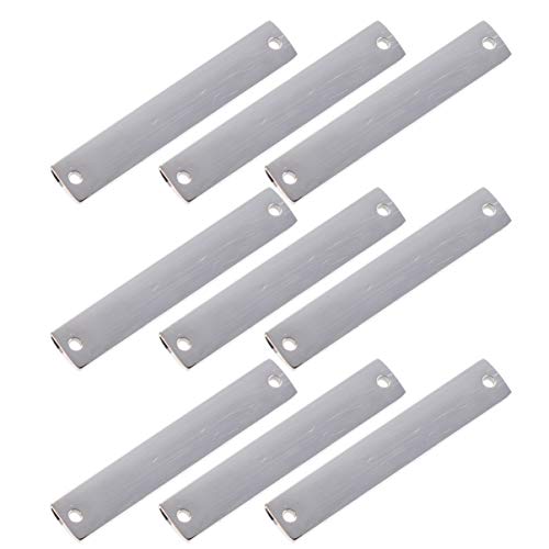 Artibetter 10 Pcs Rectangle Estampage Blancs Tag Pendentifs Pendentif Horizontal Plaque Signalétique Barre en Acier Inoxydable avec Deux Trous pour Bracelet Collier Fabrication de Bijoux (Argent)