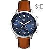 Fossil Men's 44mm Neutra Stainless Steel and Leather Hybrid Smart Watch, Color: Silver, Brown (Model: FTW1178)