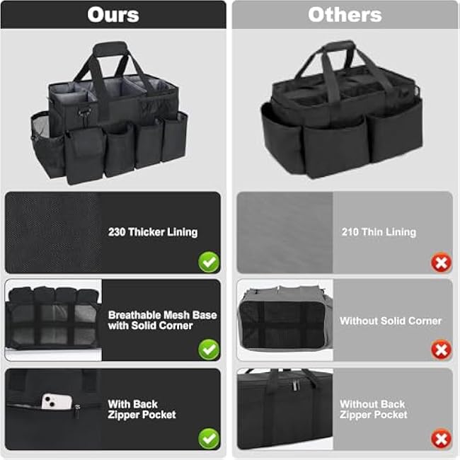 Cleaning Caddy Bag With Handle, Lightweight Design, 43x26x22.5cm, Removable Tool Organizer, Portable Storage Tote, Adjustable Strap, For House Car Women Camping Men Beach Kitchen Travel Bathroom