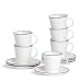 Nicola Spring Tasses et sous-Tasses Farmhouse - pour Expresso - 90 ML - Blanc/Bleu - Lot de 12