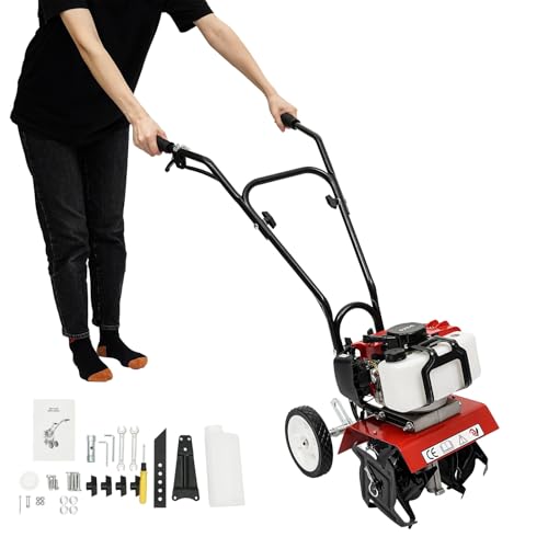 Charocean 52CC Petrol Rotavator 1700W Tiller & Cultivator, 2-Stroke Rotavator Petrol Garden...