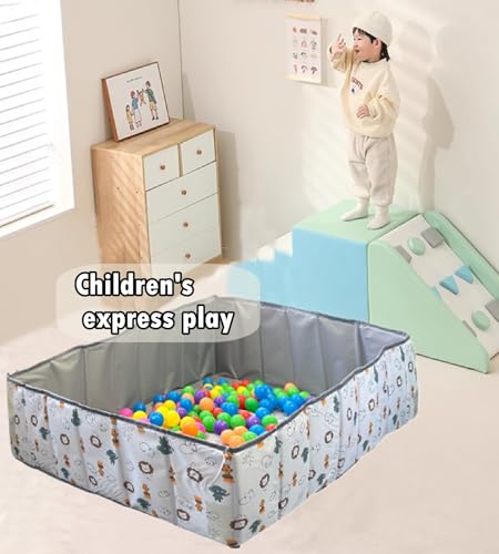 HB.YE Kids Ball Pit for Babies and Toddlers Ball Pool Foldable Playground for Children's Room Upgraded Play Yard Animal design Outdoor Indoor Rectangle (Grey) - Image 2