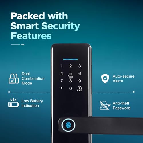 Speedy Wi-Fi Smart Door Lock for Main Door, 6 Way Access (Biometric, OTP Unlock, Password, RFID, Mobile App, 2 Emergency Keys), Fits 30–60 mm Doors, Free Installation, 2 Year Warranty