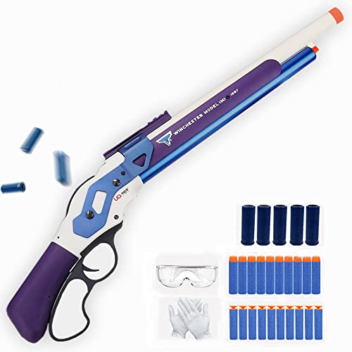 27in Alloy Material Soft Bullet Toy Gun Shell Ejecting, 2.6lb Weight Dart Blaster Shotgun Rifle with 20 Soft Foam Darts, Toy Foam Blaster Lever Action Gifts for Boys Christmas Day Gifts