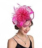 Haojing Women's Organza Church British Fascinator Bridal Tea Party Wedding Hat Summer（Hj2-Fuschia）