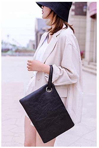 Image of Amaze Women's Oversized Envelope Clutch Purse, Large PU Leather Evening Bag with Wristlet Strap for Wedding & Party