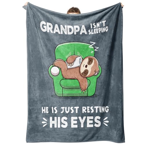 Image of Funny Grandpa Gifts, Birthday Gifts for Grandpas, Grandpa is Not Sleeping Blanket, Funny Gift Blanket for Grandpas Grandfather from Grandkids 60" x 50"