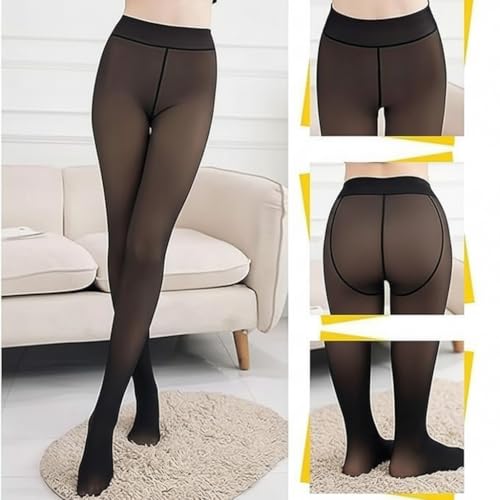 Image of FLYNGO Women Skinny Fit Mid Rise Winter Wear Warm Fleece Thermal Leggings Tights Pants, Waist Size : 26 to 34