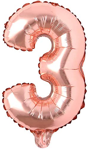 Image of GrandShop 50623 Three Number Foil Toy Balloon 17 inch Inch - Rose Gold