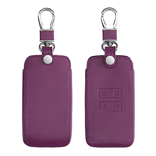 kwmobile カーキー 保護カバー 対応: Renault 4-ボタン 車のキー Smart Key - スマートキー キーケース 鍵ケース PUレザー - 紫色