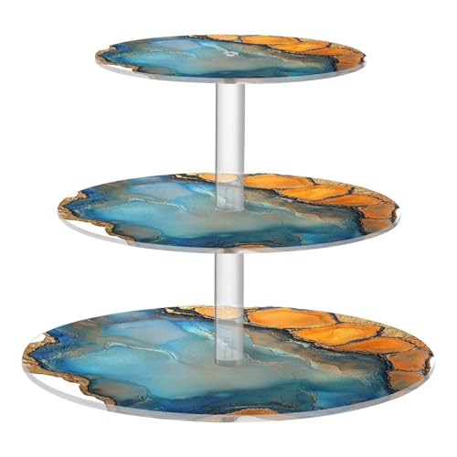 Zathe Marble orange Transparent Acrylic Tray Spill-Proof Three-Layer Circulars Display Stand Party